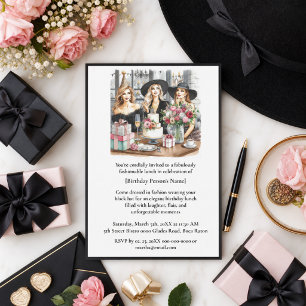 Convite para Almoço de Aniversário Elegante para S