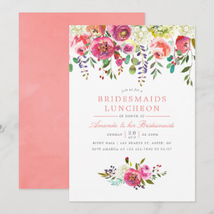 Convite para Almoço de Damas de Honra com Flores d