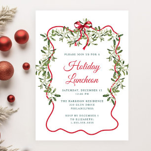 Convite para Almoço de Natal com Moldura Ondulada 