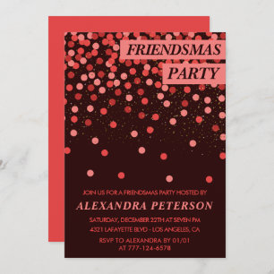 Convite para Amizade Chic Confetti Red Glitter