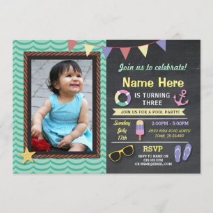 Convite para Anchor de Verão Foto de Aniversário d