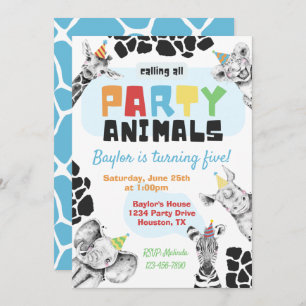 Convite para animais de festa   Animais de festa A