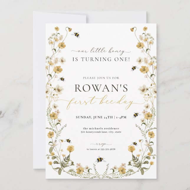 Convite para Aniversário 1rua de Abelhas Convidar (Frente)