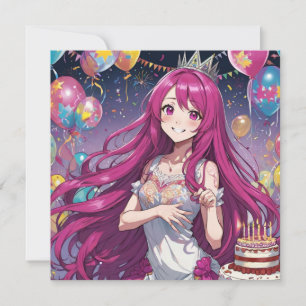 Convite para aniversário da Anime Girl pinki