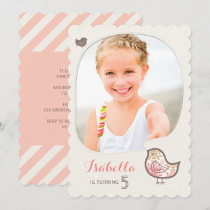 Convite para Aniversário da Garota de Pássaros d