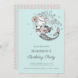 Convite para Aniversário da Mermaid Watercolor