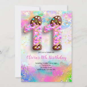 Convite para Aniversário de 11 Anos para Meninas