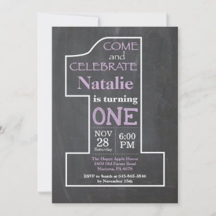 Convite para Aniversário de 1 Ano Menina Quadro Ne