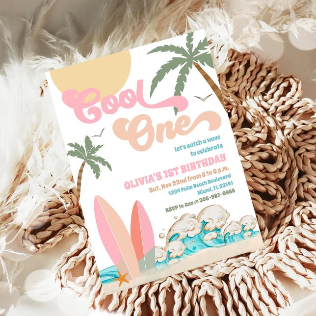 Convite para Aniversário de 1 Ano na Praia (Criador carregado)