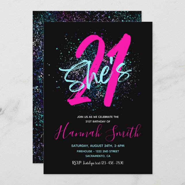 Convite para aniversário de 21 anos | ANIVERSÁRIO  (Frente/Verso)