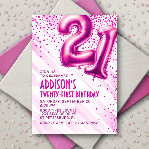 Convite para aniversário de 21 anos cor-de-rosa pa