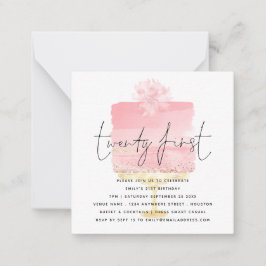 Convite para aniversário de 21 anos de Bolo Rosa M