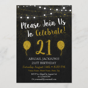 Convite Para aniversário de 21 anos De Brilho Pre