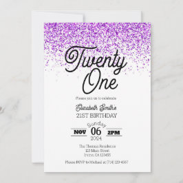 Convite para aniversário de 21 anos de Confetti Ro