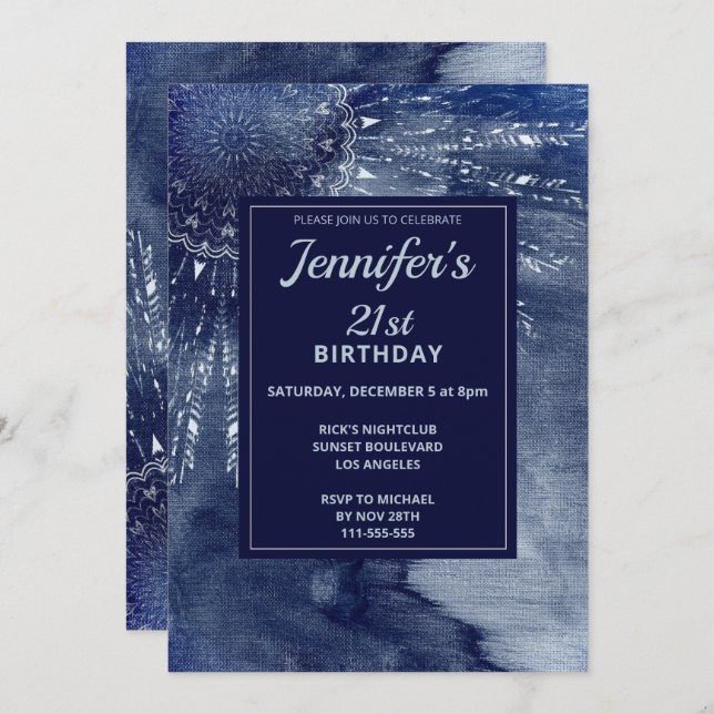 Convite para aniversário de 21 anos de Mandala Azu (Frente/Verso)