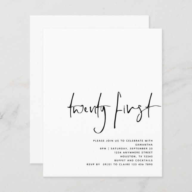 Convite para aniversário de 21 anos de Script Bran (Frente/Verso)