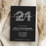 Convite para aniversário de 21 anos Elegante Moder<br><div class="desc">Convite para aniversário de 21 anos moderno elegante. Design de modelo de convite de aniversário de 21 anos minimalista com uma caligrafia elegante com letra de escrita manuscrita.</div>