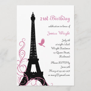 Convite para aniversário de 21 anos parisiense (b