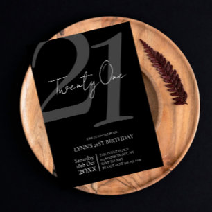 Convite Para aniversário de 21 anos Preto E Branco