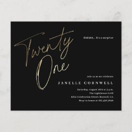 Convite para aniversário de 21 anos Preto e Dourad
