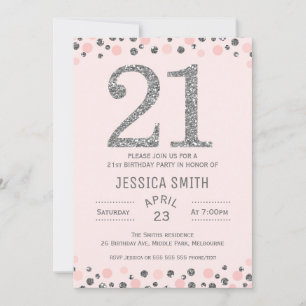 Convite para aniversário de 21 anos Silver Photo f