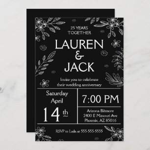 Convite para aniversário de 25 Silver Elegante