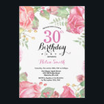Convite para aniversário de 30 anos botulínico<br><div class="desc">Convite Para aniversário de 30 anos De Botânica. Convite de Aniversário para Mulheres de Rosa Floral Flor Floral de Água. Rosa Rosa Rosa Elegante e Flores de Pequim. Aniversário Adulto. Fundo Branco.Preto & Branco. 13 15 16º 18º 20 21 rua 30 40º 50º 80 de 60º 70 de 100º, qualquer...</div>