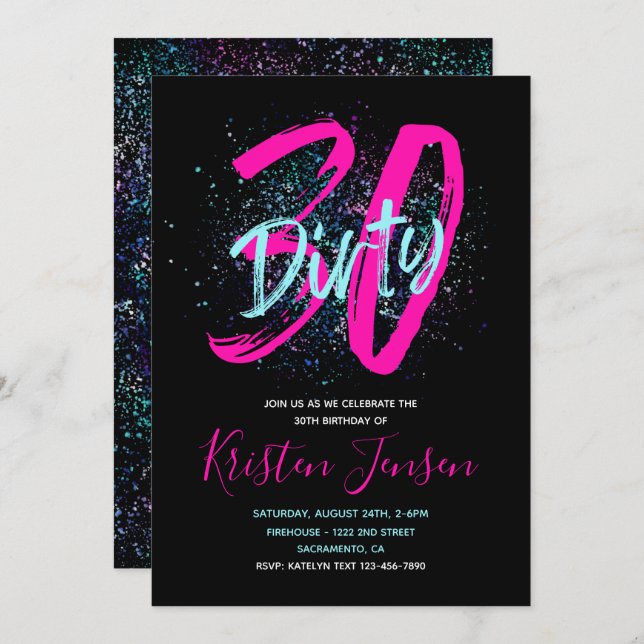 Convite para aniversário de 30 anos | Convite para (Frente/Verso)