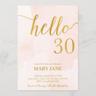 Convite para aniversário de 30 anos cor-de-rosa e 