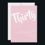 Convite para aniversário de 30 anos cor-de-rosa mo<br><div class="desc">Convite para aniversário de 30 anos cor-de-rosa moderno Pastel. Design de modelo de convite de aniversário de 30 anos minimalista com uma letra elegante de script de caligrafia.</div>