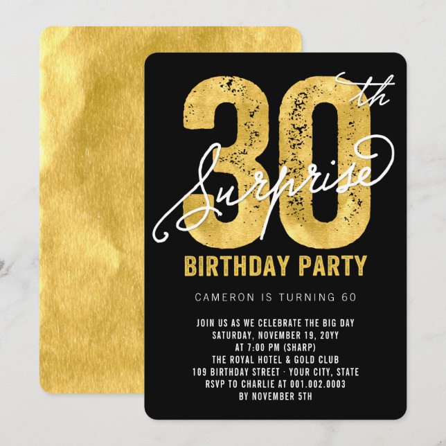 Convite para aniversário de 30 anos da Bold Gold F (Frente/Verso)