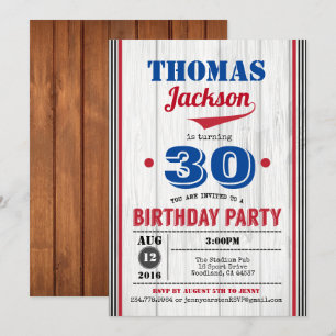 Convite para aniversário de 30 anos de baseball. A