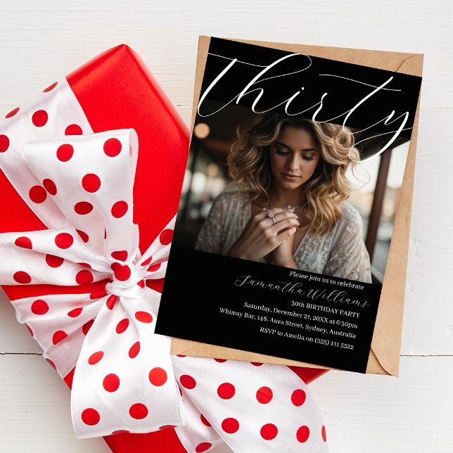 Convite para aniversário de 30 anos de Foto Preta  (Criador carregado)