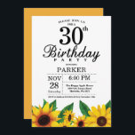Convite para aniversário de 30 anos de girassol<br><div class="desc">Convite para aniversário de 30 anos de girassol. Flores Florais e Fundo Branco. Retro De Vintagem Do País. Aniversário das mulheres. 15 12 13 16º 18º 20 21rua 30 40º 50º 60º 70 90 100º, qualquer idade. Digital Imprimível. Para mais personalização, clique no botão "Personalizar" e use a ferramenta design...</div>