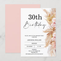 Convite para aniversário de 30 anos de Grass Boho