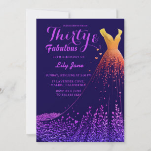 Convite para aniversário de 30 anos de lavanda de