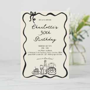 Convite para aniversário de 30 anos desenhado à Mã