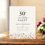 Convite para aniversário de 30 anos Floral do Jard<br><div class="desc">Celebre em estilo com um convite para aniversário de 30 anos de caligrafia floral de jardim, perfeito para um evento de marco. Com designs florais vibrantes e caligrafia elegante, este convite dá um tom caprichoso mas sofisticado para a sua celebração. O tema do jardim exuberante combina beleza natural com uma...</div>