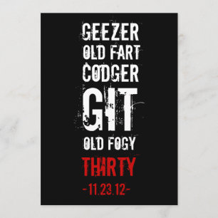 Convite para aniversário de 30 anos - Geezers & O