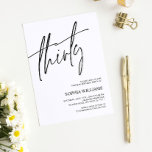 Convite para aniversário de 30 anos minimalista<br><div class="desc">*** Insira o H015 na pesquisa da loja para encontrar todos os itens correspondentes *** Ou visite nossa Coleção Minimalista de Preto e Branco. *** Este design de alta qualidade é fácil de personalizar para combinar as cores do casamento, estilos e temas. Para mais personalização, clique no link "Editar usando...</div>