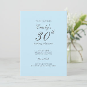 Convite para aniversário de 30 anos minimalista de