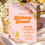 Convite para aniversário de 30 anos retrô<br><div class="desc">Brunch Floral & Bubble Birthday Brunch Convite em um tema de cor rosa vibrante e laranja e um toque retroativo.</div>