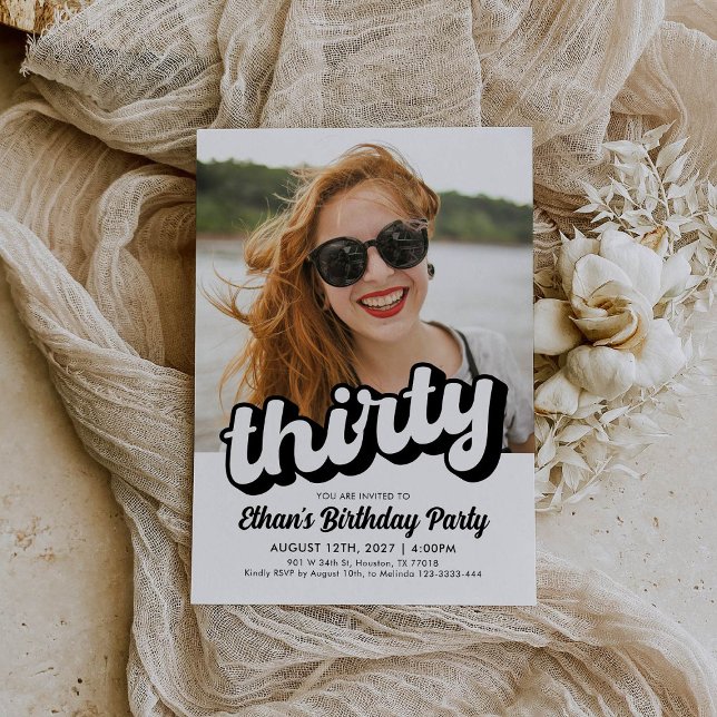 Convite para aniversário de 30 anos retrô | Trinta (Criador carregado)