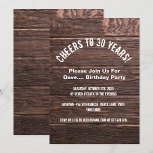 Convite para aniversário de 30 anos Rustic Country