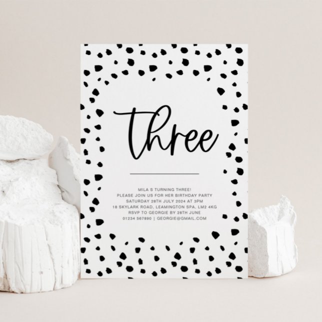 Convite para aniversário de 3 anos Dalmático (Criador carregado)