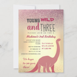 Convite para aniversário de 3 anos de Menina Rosa