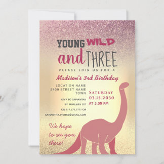 Convite para aniversário de 3 anos de Menina Rosa