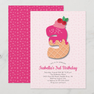 Convite para aniversário de 3 anos de Sorvete doce