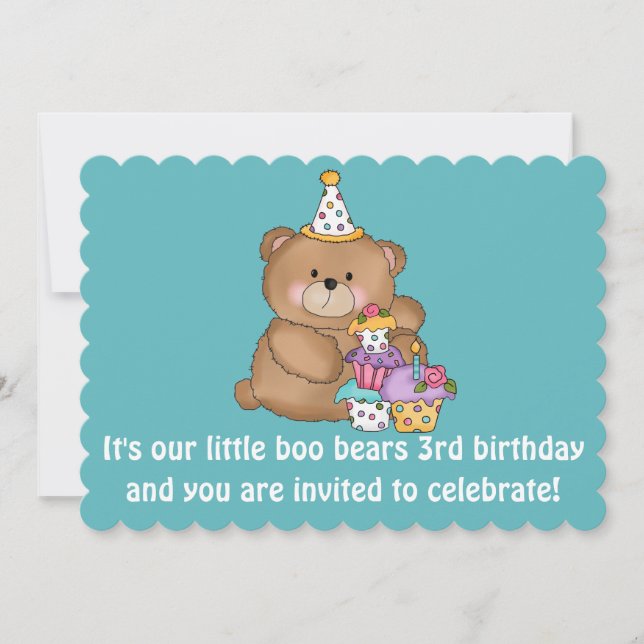 Convite para aniversário de 3 anos do Little Boo B (Frente)