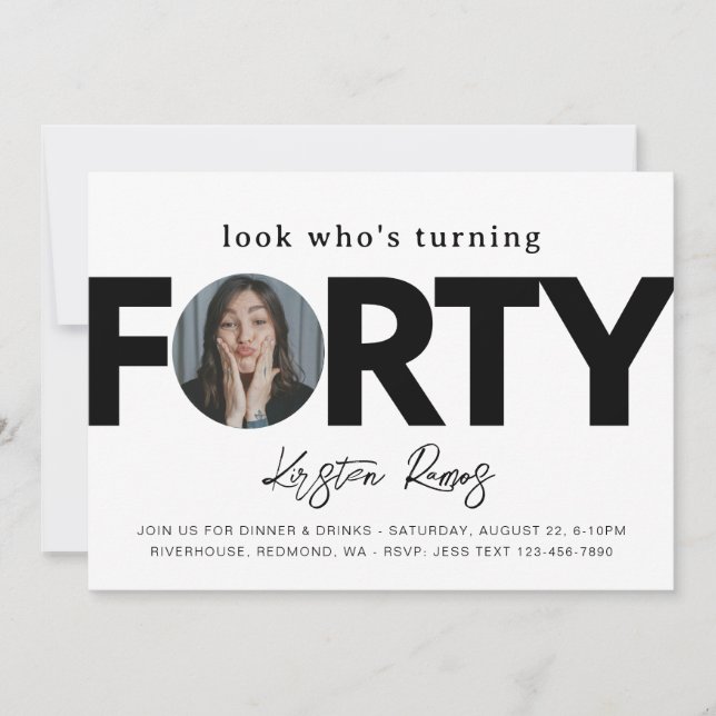 Convite para aniversário de 40 anos | 40º minimali (Frente)